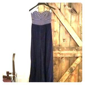 Hutch Blue and White Bandage Top Jumpsuit